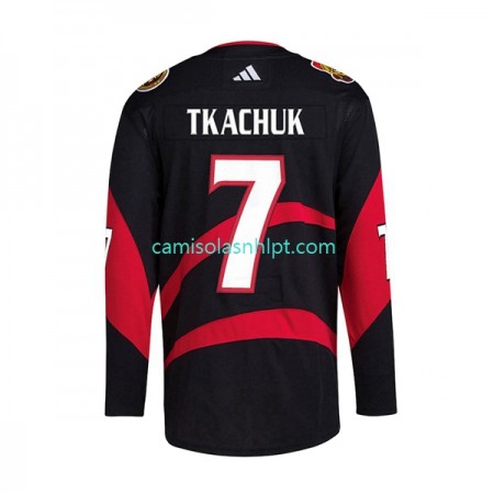 Camiseta Ottawa Senators Tkachuk 7 Adidas 2022-2023 Reverse Retro Preto Authentic - Homem